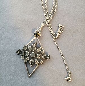 Abycraft Ooak Moon Phase Sterling Silver Green Amber Necklace Etsy Artisan Witch